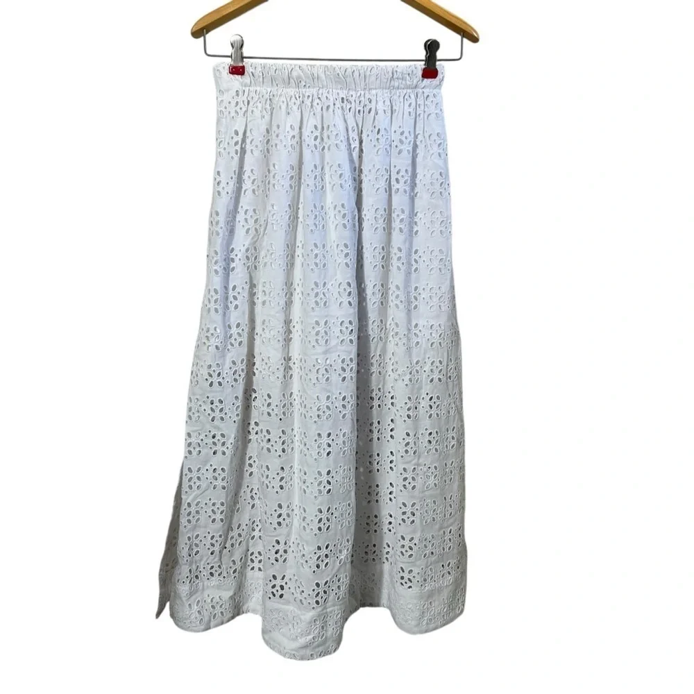 J. CREW Linen Blend Maxi Skirt in Eyelet‎ Lace BI743